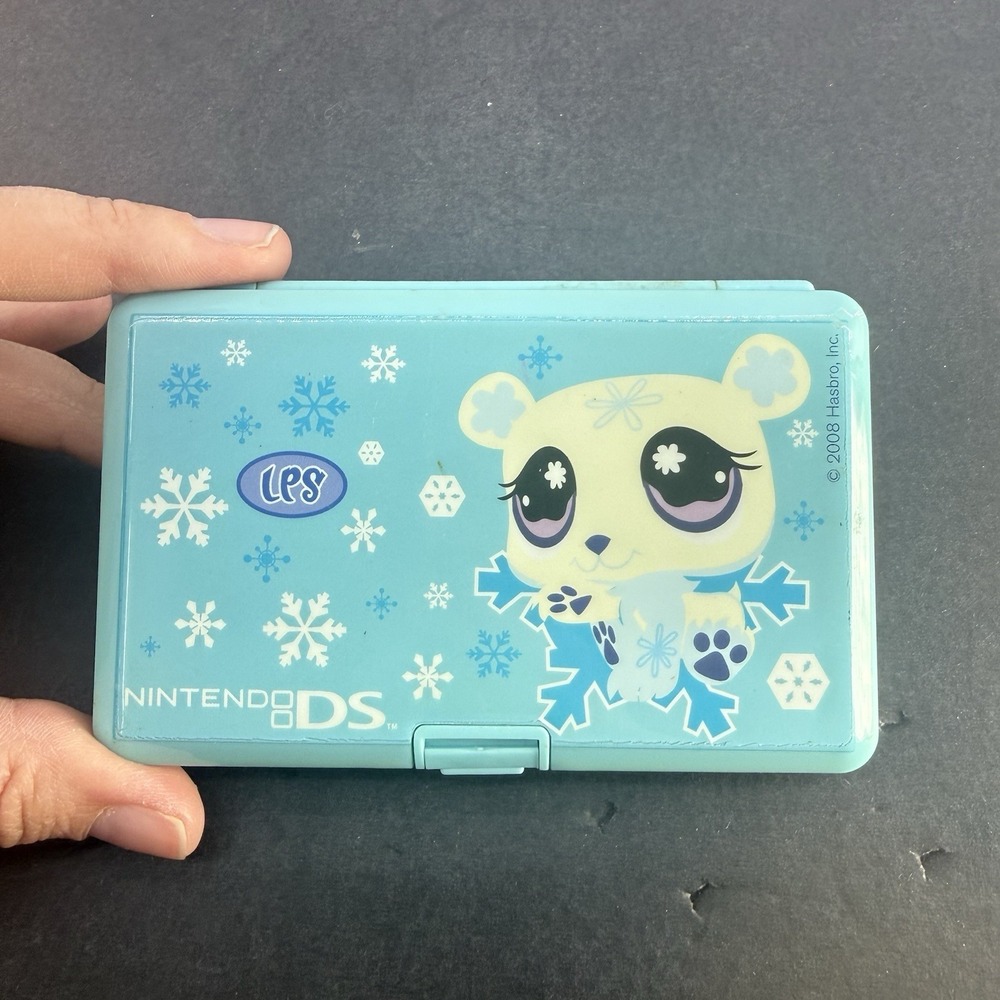 Rare Littlest Pet Shop Polar Bear Nintendo DS Lite Game Holder Case Blue 2008